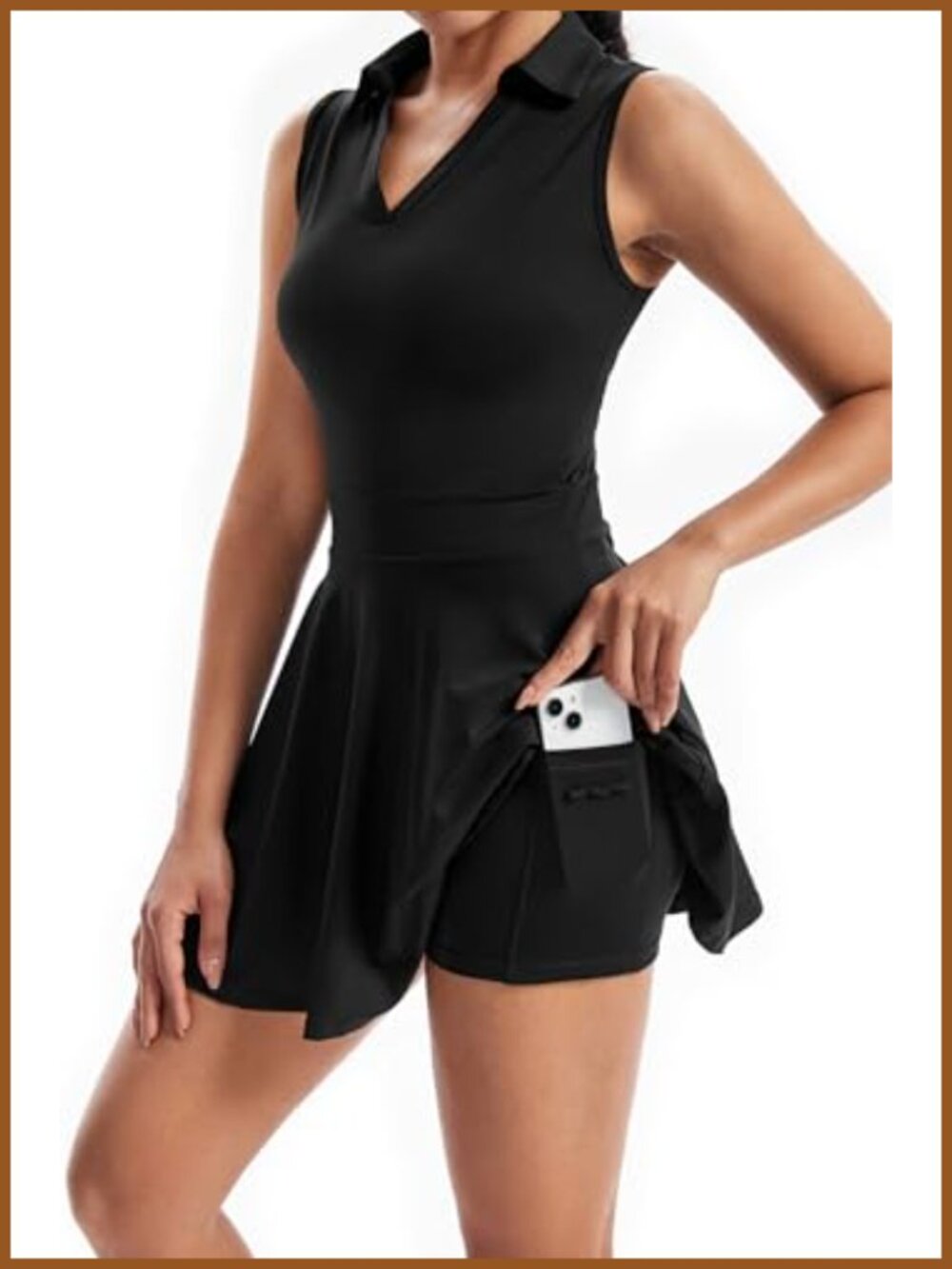 Women's Sleeveless Polo Tennis Golf Dress with Shorts & Pockets Athletic